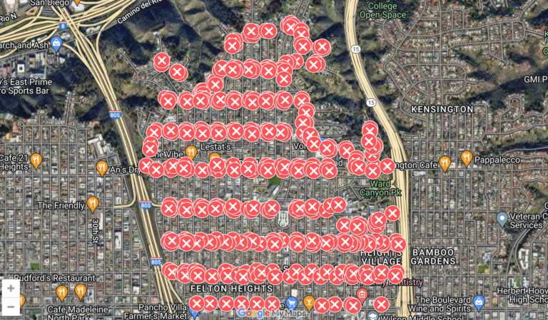 Satellite view of parking spots affected by AB413