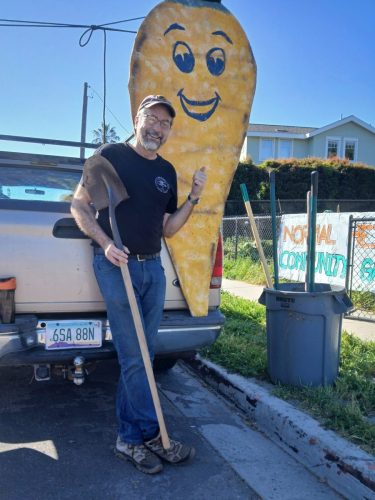 Paul Coogan with carrot cut out